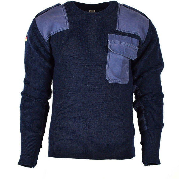 Original Duitse leger pullover commando jumper blauwe marine trui wol militair