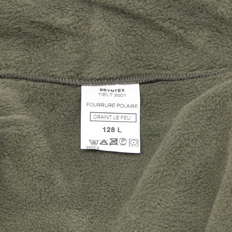 Originele Franse militaire fleece jas Polar warm versterkte hoge nek olijf nieuw