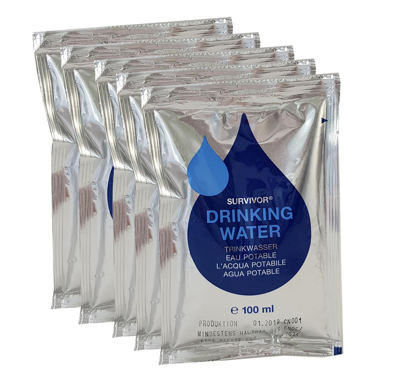 Katadyn Brand Trans-Ocean Emergency Drinking Water Ration Pack (5x100 ml) ingeblikt