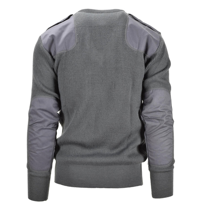 Origineel Italiaans leger commando pullover jumper grijs wol v-hals trui nieuw