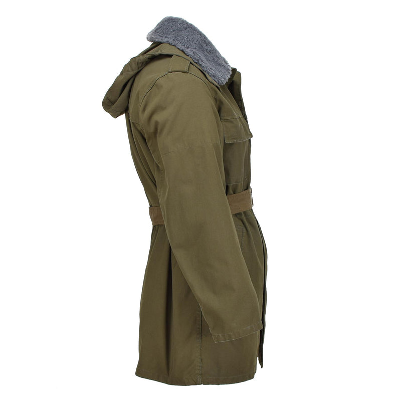 Originele Tsjechische militaire parka riem met faux bont voering winterjas capuchon Olive