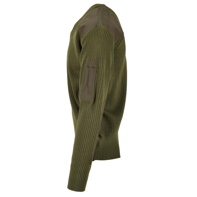 Originele Italiaanse leger pullover commando jumper groene wol v-hals trui nieuw