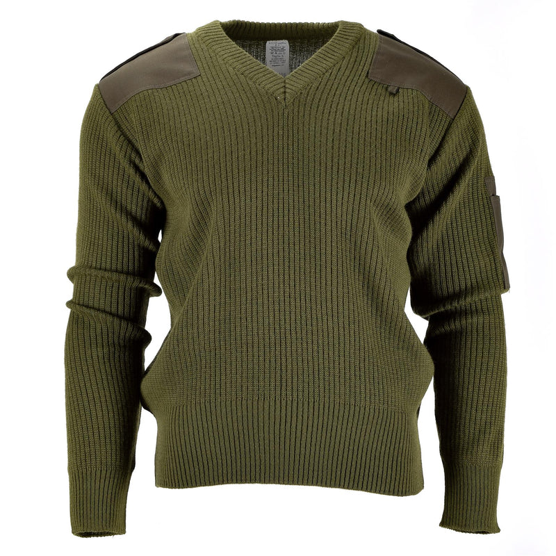 Originele Italiaanse leger pullover commando jumper groene wol v-hals trui nieuw