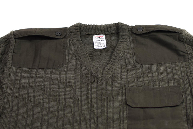 Originele Tsjechische leger trui jumper olijfs saaie wol v-neck militair surplus nieuw