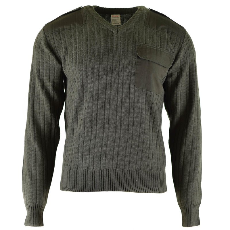 Originele Tsjechische leger trui jumper olijfs saaie wol v-neck militair surplus nieuw