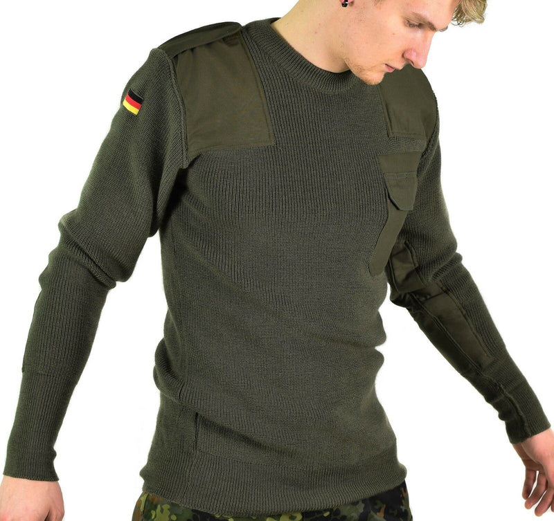 Echt Duitse leger pullover commando jumper groene olijftrui wol nieuw