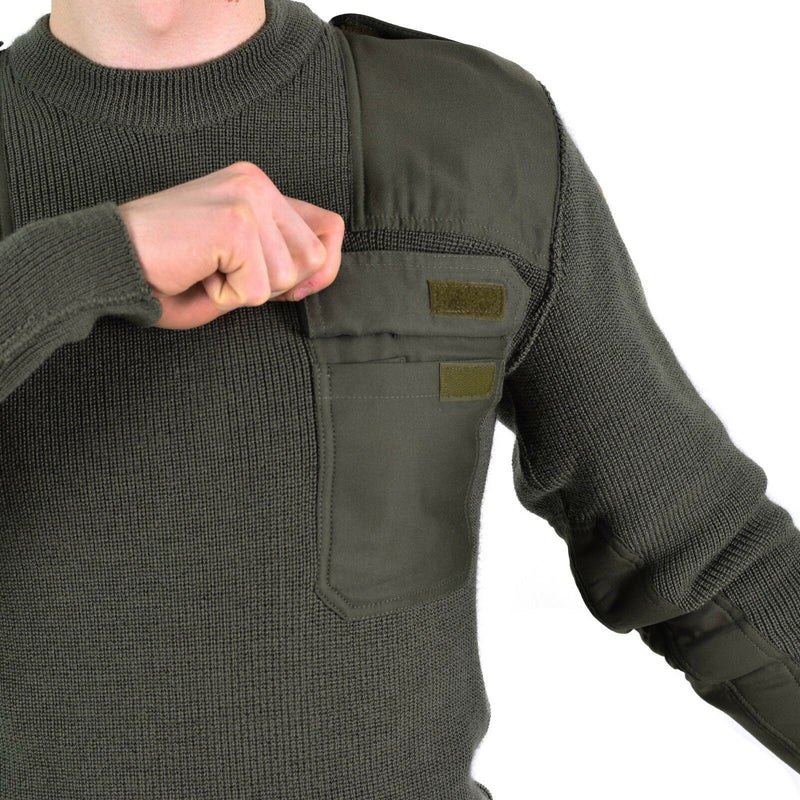 Echt Duitse leger pullover commando jumper groene olijftrui wol nieuw