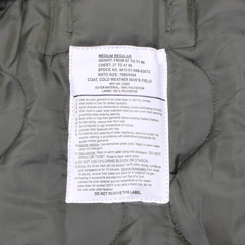 MFH Brand U.S. Army Style Field Jacket M65 Smock Jacket Quilted Lining Parka Nieuw