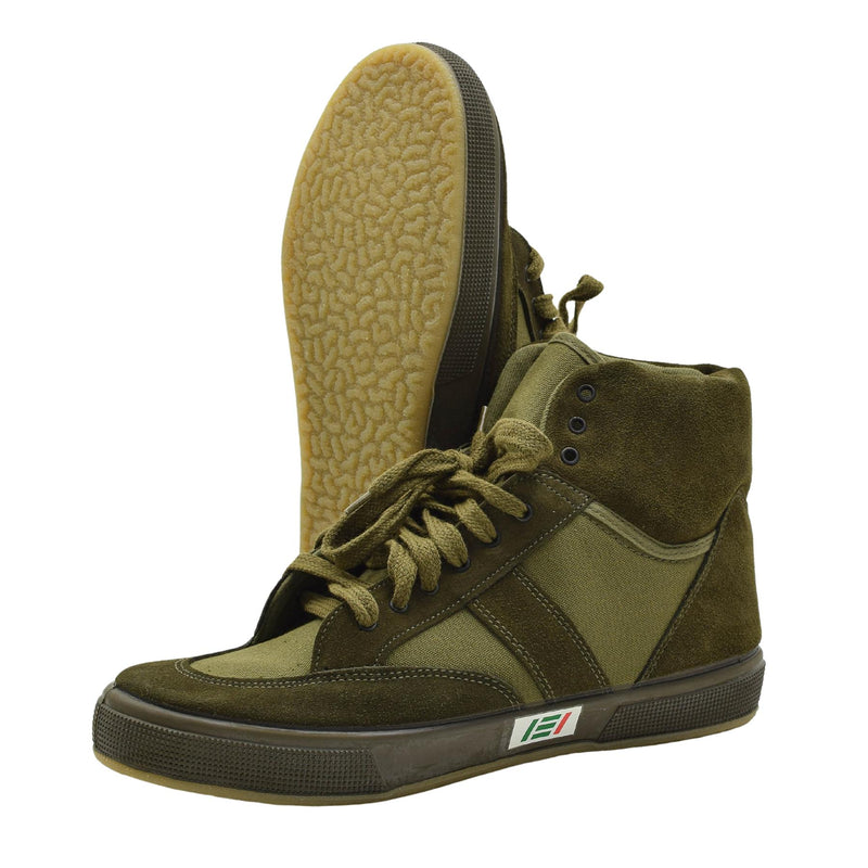 Originele Italiaanse militaire sportschoolschoenen Hoge top duurzame ontwerp training olijf