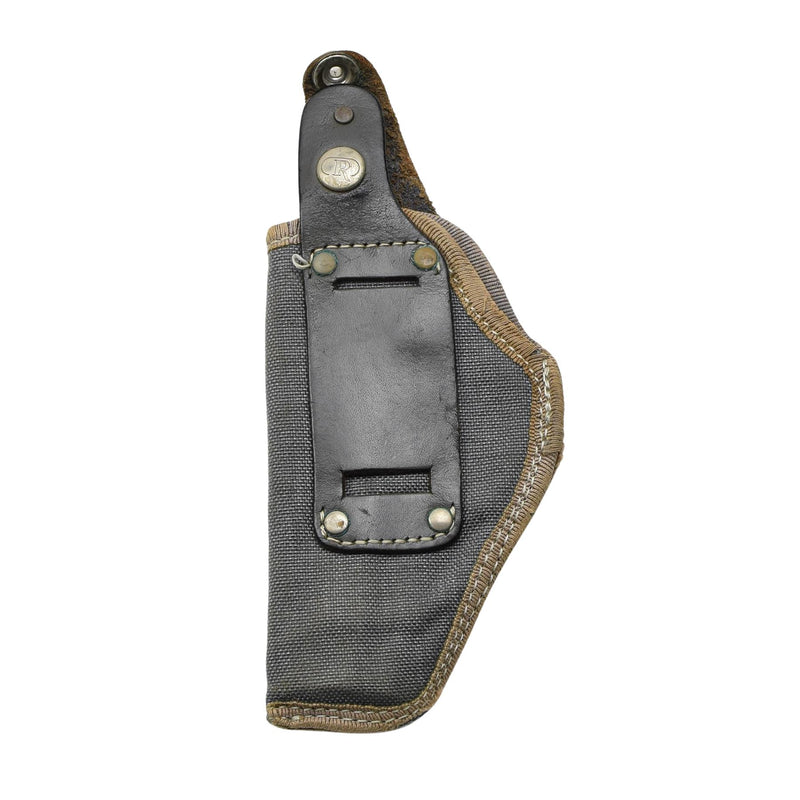 Originele Italiaans militair pistool holster lederen snap knop sluiting grijs