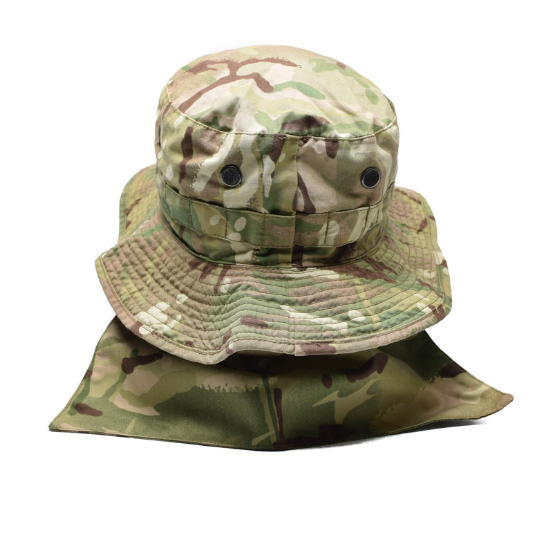 Echte Britse militaire bush hoed mtp camouflage nek flap panama boonie hoed nieuw