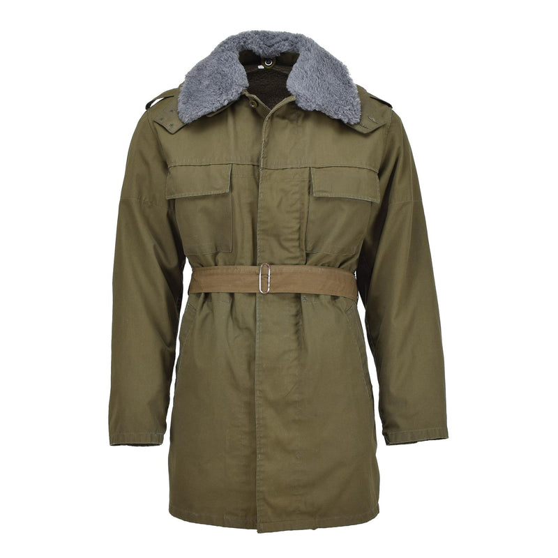 Originele Tsjechische militaire parka riem met faux bont voering winterjas capuchon Olive