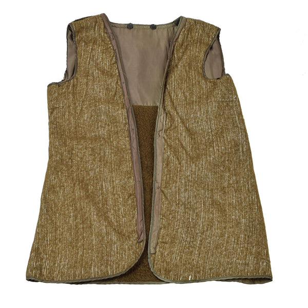 Originele Italiaanse militaire bruine voering Vest Quilt Faux Fur Vintage Warm Khaki