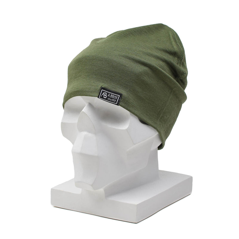 A.Blochl Merino Wool Beanie Sports Hiking Headwar Breathable Watch Cap Olive