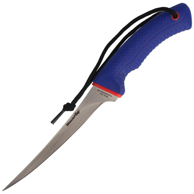 Fox Knives Brand Filet Knife Fixed Blade Satin Coated 420C Steel Blue PP -handgreep