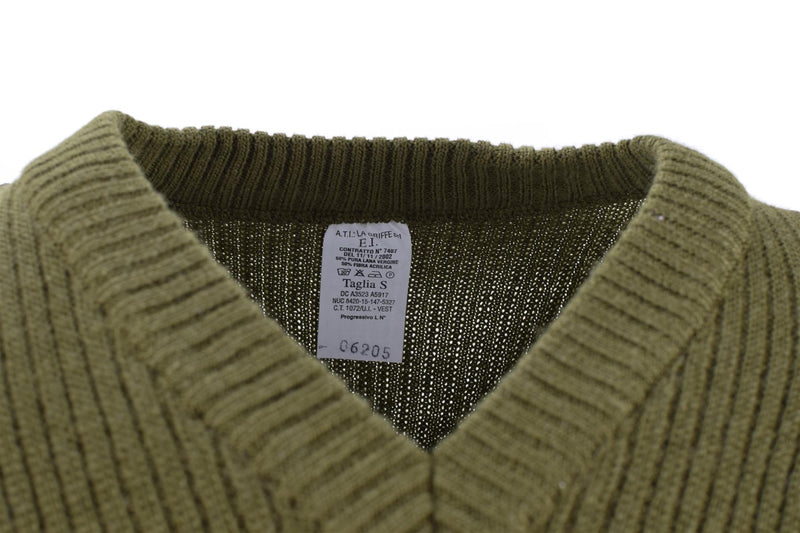 Originele Italiaanse leger pullover commando jumper groene wol v-hals trui nieuw