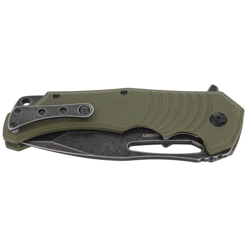 Vossen messen Hugin Pocket Knife Green G10 Hendel 440C Steel Plain Edge Black Blade