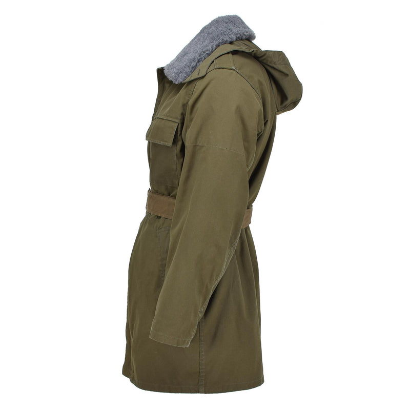 Originele Tsjechische militaire parka riem met faux bont voering winterjas capuchon Olive