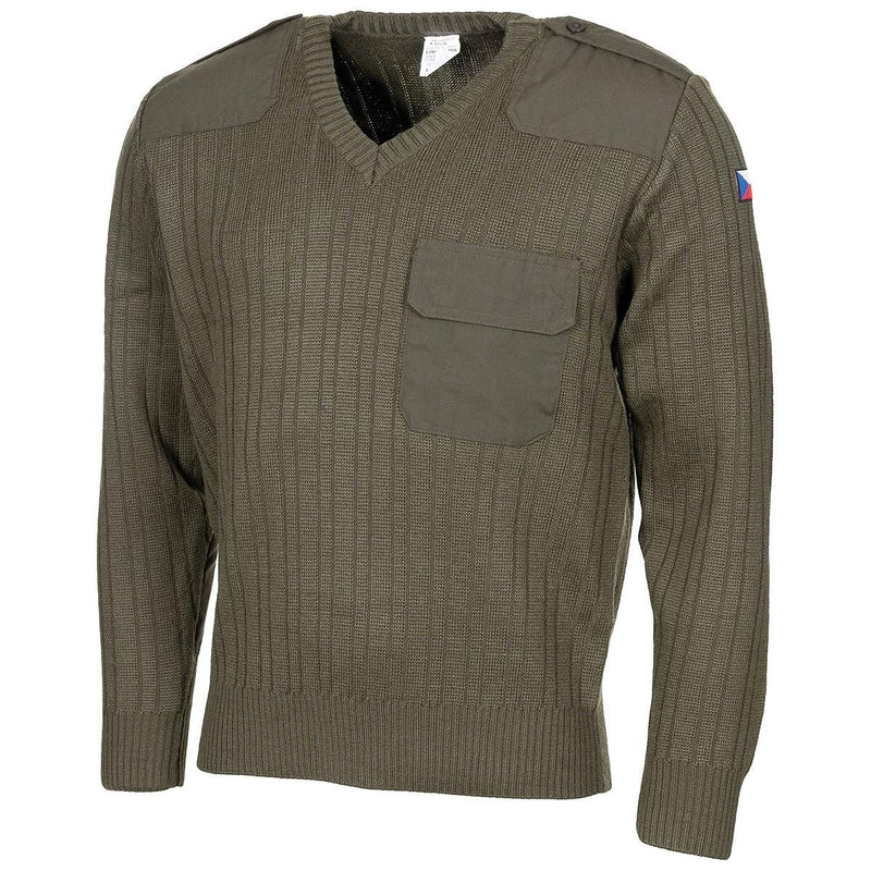 Originele Tsjechische leger trui jumper olijfs saaie wol v-neck militair surplus nieuw