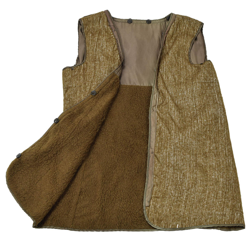 Originele Italiaanse militaire bruine voering Vest Quilt Faux Fur Vintage Warm Khaki