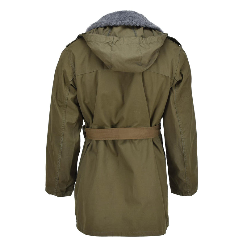 Originele Tsjechische militaire parka riem met faux bont voering winterjas capuchon Olive