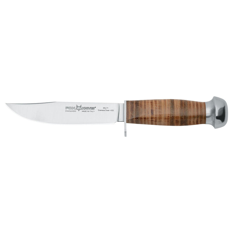 Fox Knives kampeermes 610/11 Vaste mesmes Aisi 420c Lederen schede