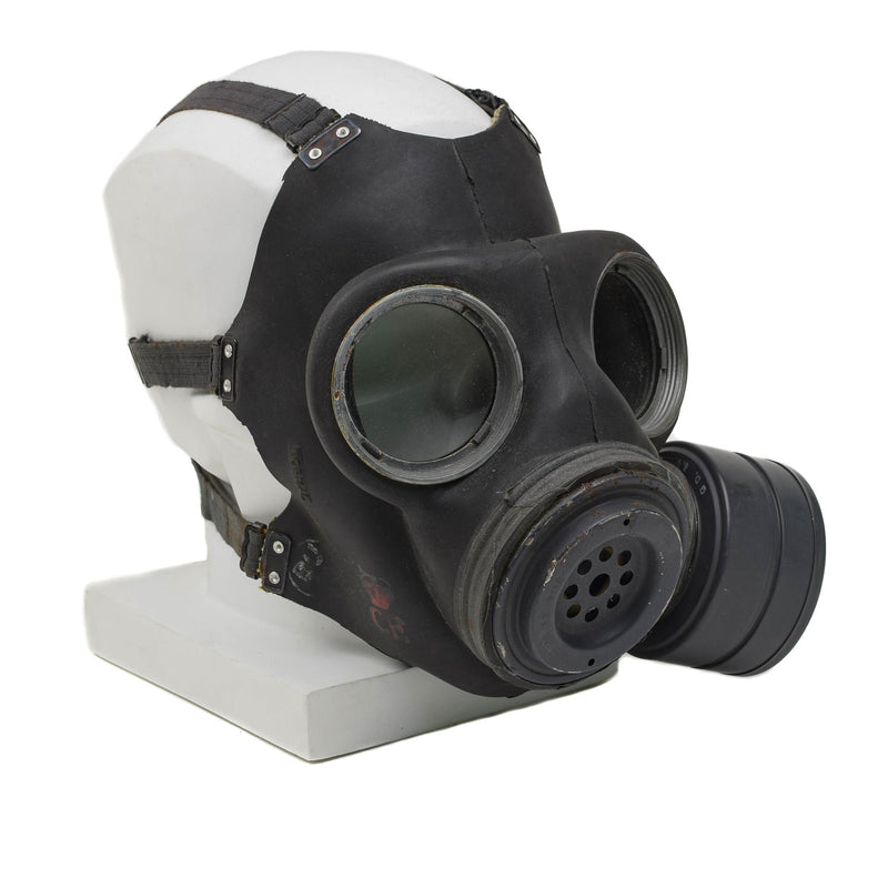 Origineel Brits militair Gasmask M44 Lichtgewicht filtertas Volledige set zwart