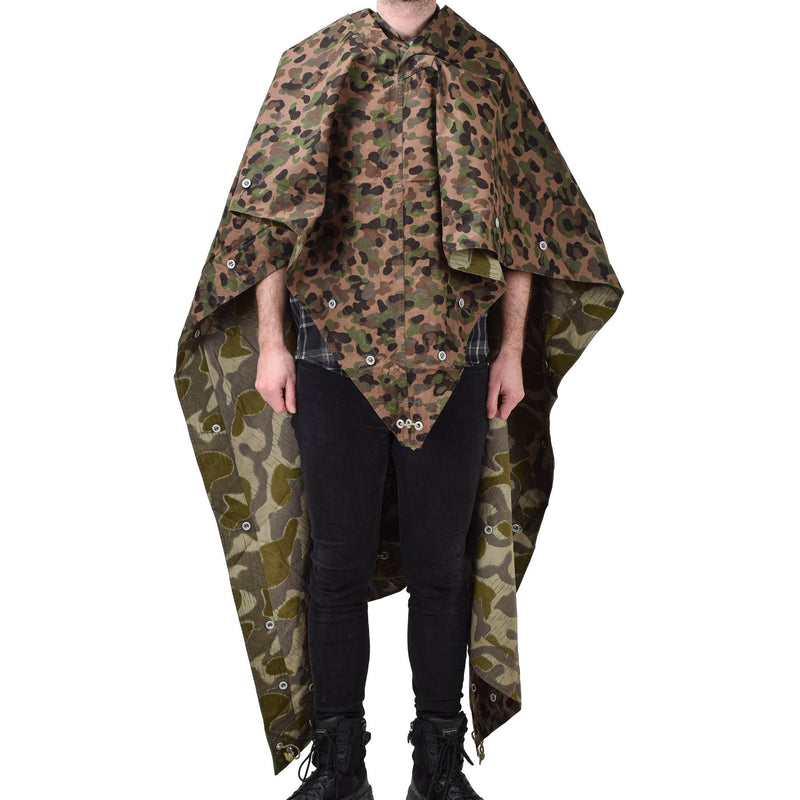 Originele Oostenrijkse leger erwt splinter camo poncho tent waterbestendige vintage