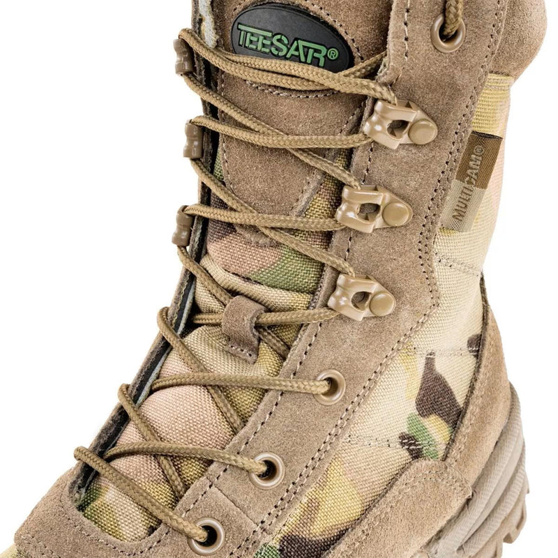 Teesar Tactical Multicam Boots Side Zip Hunting Hiking Trekking Duty Footwear