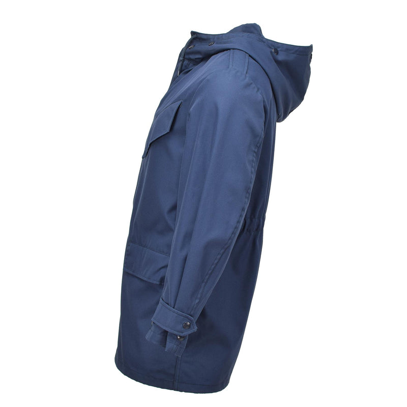 Originele Nederlandse militaire officier Parka Hooded Wind Dicht Leger Regenjas vast blauw