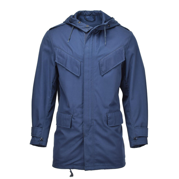 Originele Nederlandse militaire officier Parka Hooded Wind Dicht Leger Regenjas vast blauw