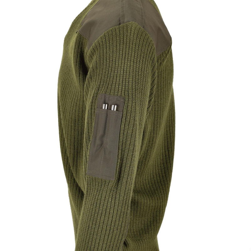 Originele Italiaanse leger pullover commando jumper groene wol v-hals trui nieuw