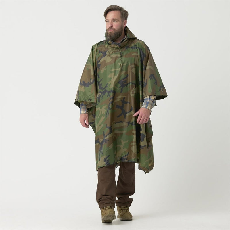 Helikon-Tex U.S. Army Model Poncho Waterdichte Tactical Rain Gear Woodland Camo