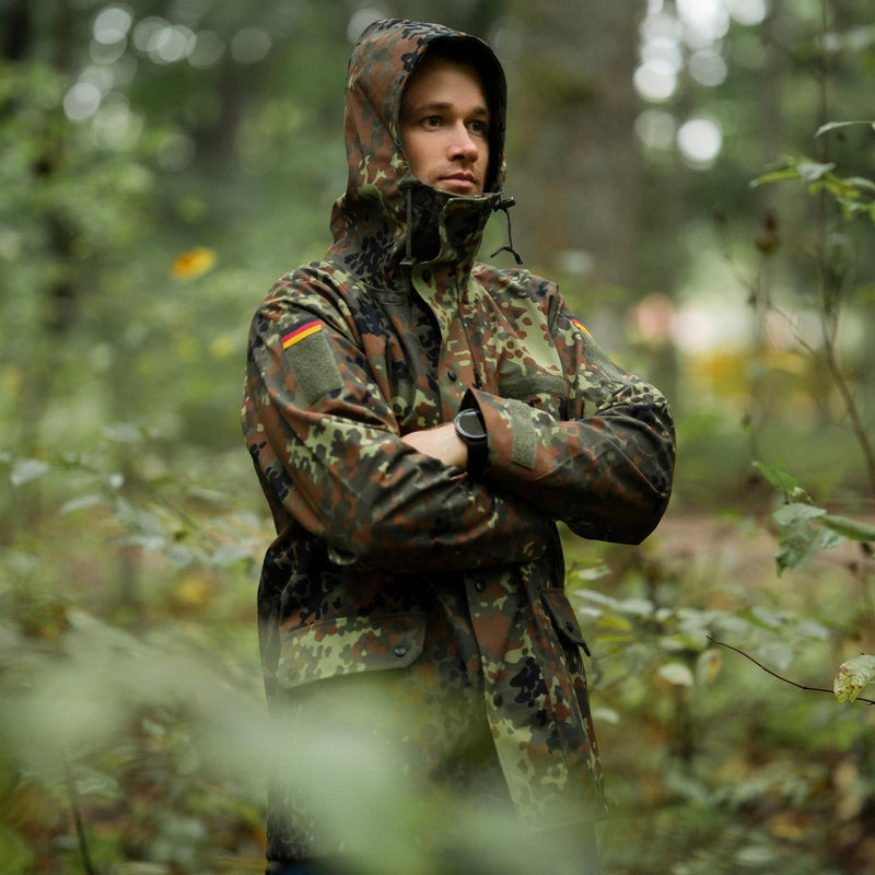 MIL-TEC-merk Duitse legerveldjack Goretex Flecktarn Camo waterdichte regen