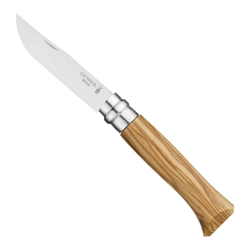 Opinel n ° 08 vouwmes sandvik 12c27 roestvrijstalen mes olijfhoutgreep