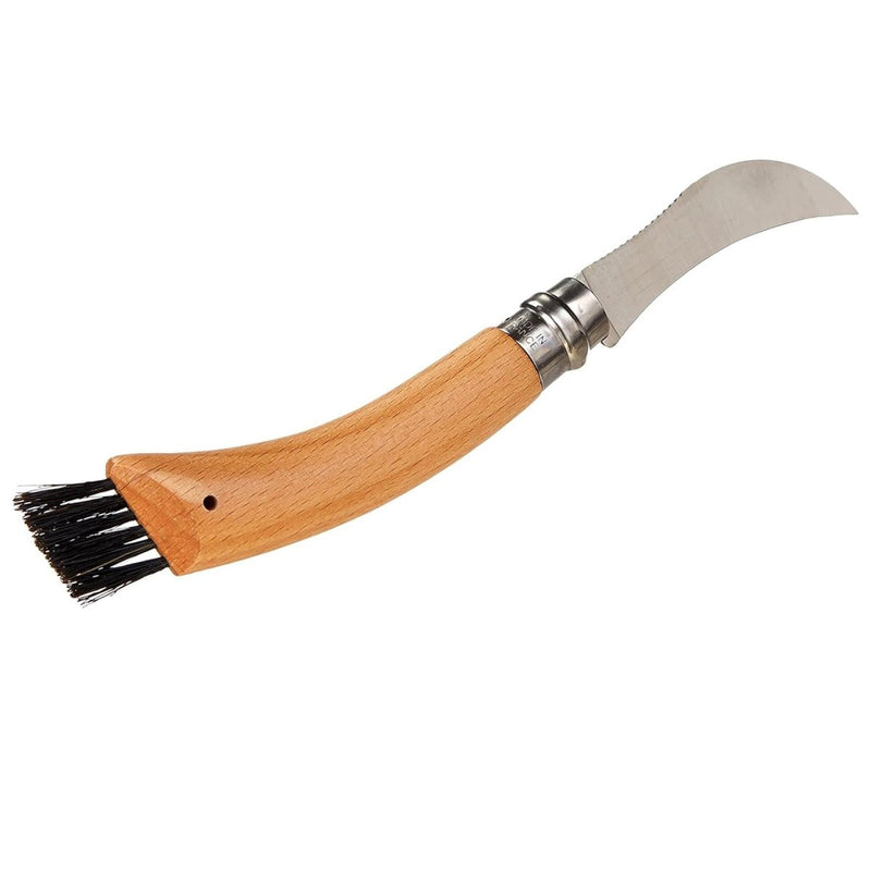 Opinel n ° 08 Mushroom zakmes roestvrij staal Hawkbill Beech houtgreep