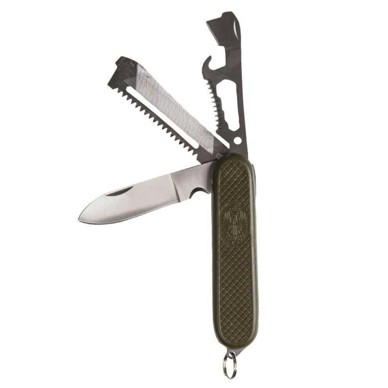 Spaans mes in het legerstijl. Spanje militair opvouwbaar mes multitool od olive