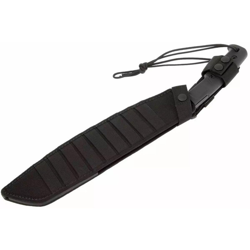 black coated machete with sheath