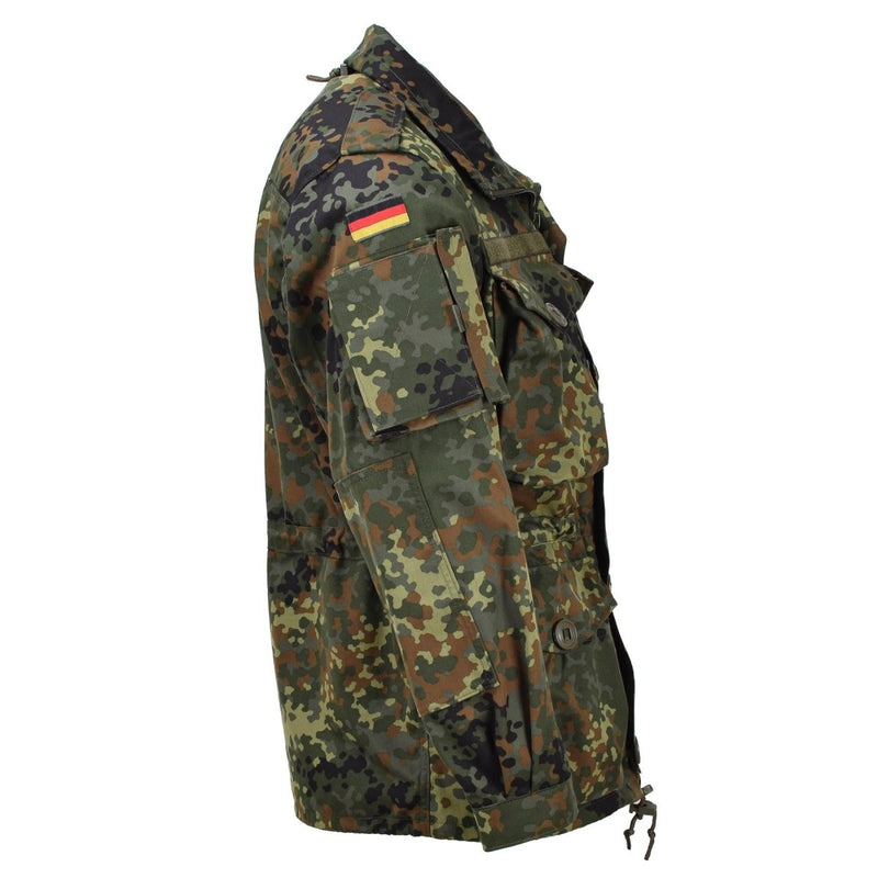 Leo Kohler military combat tactical jacket lightweight field flecktarn camo German flag on each arm